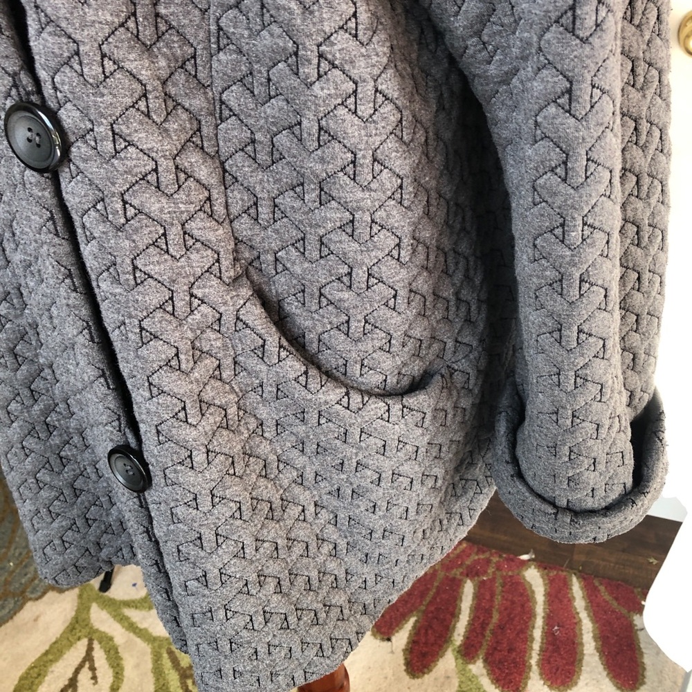 Gallery Charcoal Patterned Knit Hooded Coat - Picture 5 of 12